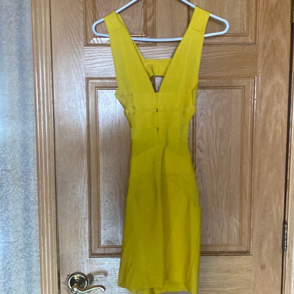 Low Back Yellow Banded Dress
